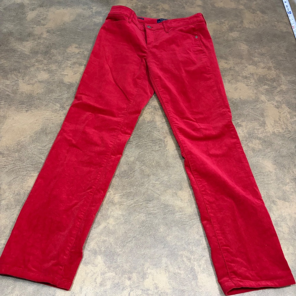 Talbots Corduroy Pants Womens 4P Red High Waist Straight Leg Simply Flattering